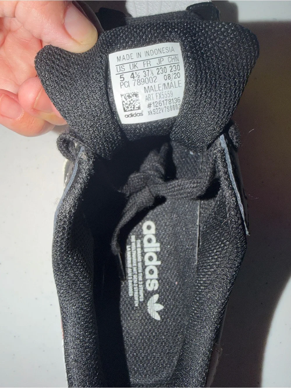 adidas Black & White Superstar Sneakers with Red Logo Tape